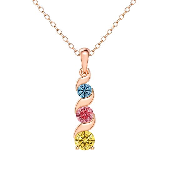 Collares de diamantes cultivados en laboratorio con diamantes redondos de oro rosa de 10 quilates