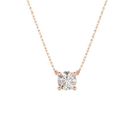 Collares de diamantes cultivados en laboratorio con diamantes redondos de oro rosa de 10 quilates