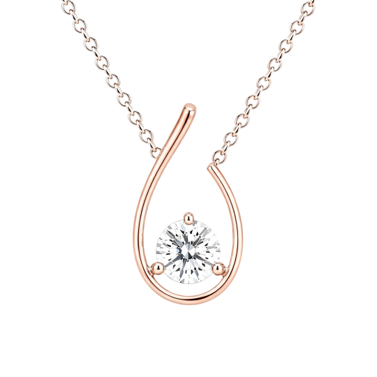 10K Rose Gold Round Cut Lab-Grown Diamond Lab-Grown Diamond Necklaces
