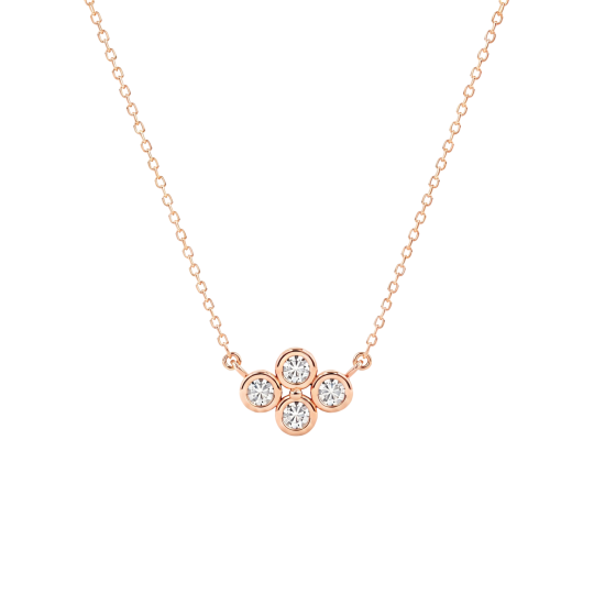 Collares de diamantes cultivados en laboratorio con diamantes redondos de oro rosa de 10 quilates