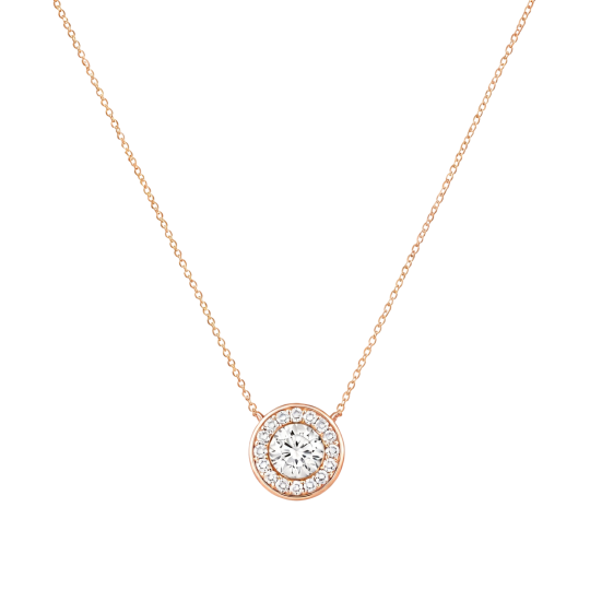 Collares de diamantes cultivados en laboratorio con diamantes redondos de oro rosa de 10 quilates