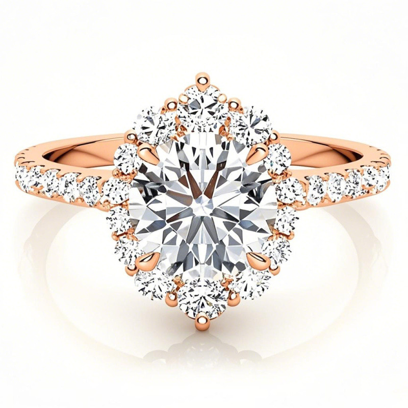 Bague de fiançailles en or rose 10 carats avec moissanite taille ronde-20