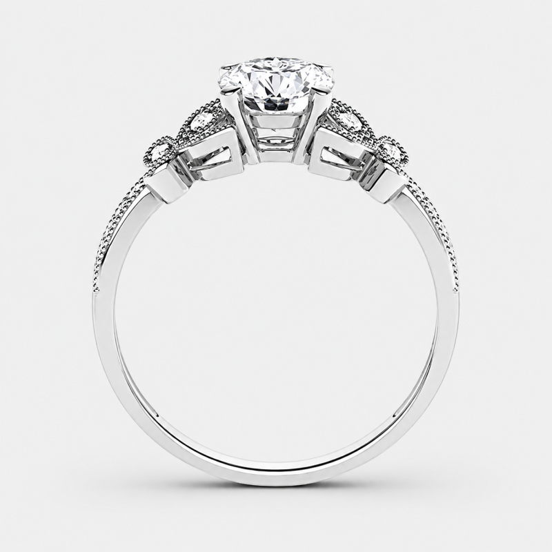 10K Rose Gold Round Cut Moissanite Engagement Ring-3
