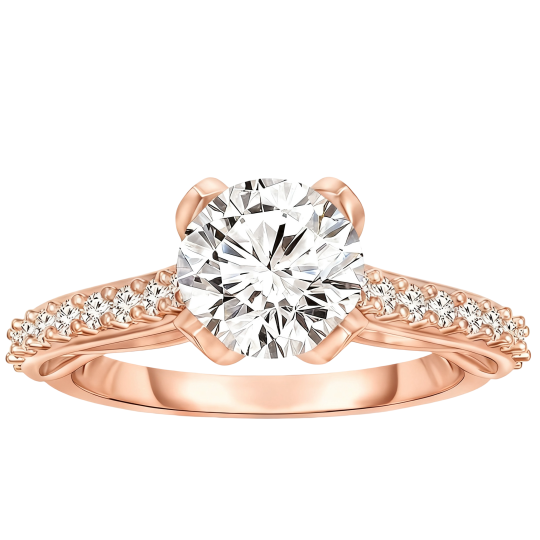 Verlobungsring aus 10-karätigem Roségold mit rundem Moissanit