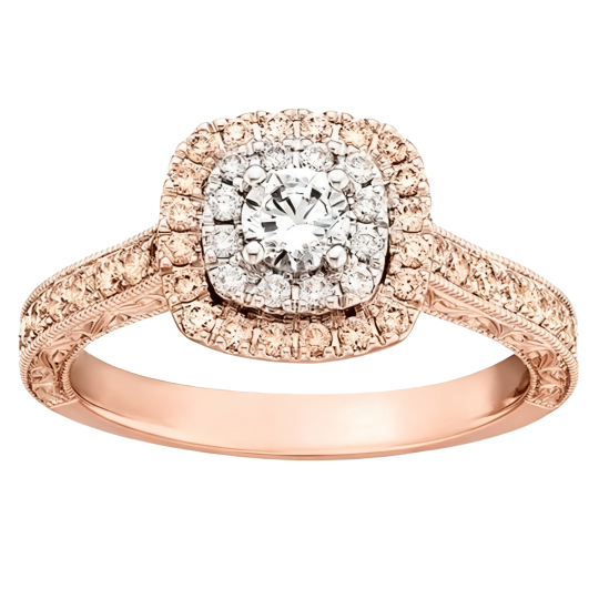 10K Rose Gold Round Cut Moissanite Engagement Ring