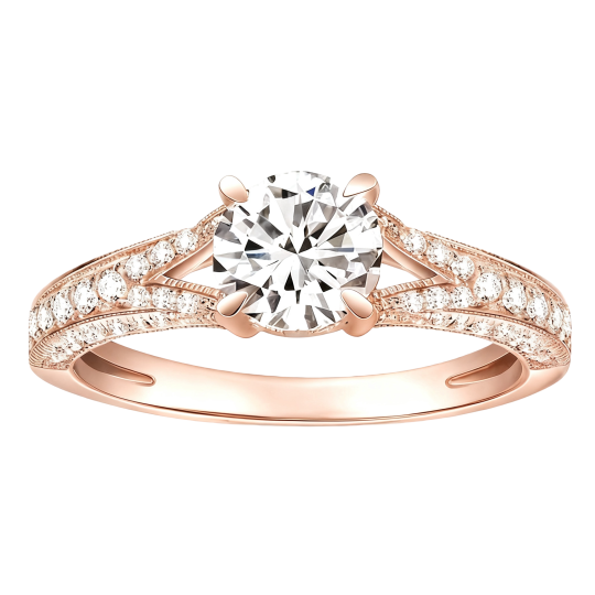 10K Rose Gold Round Cut Moissanite Engagement Ring