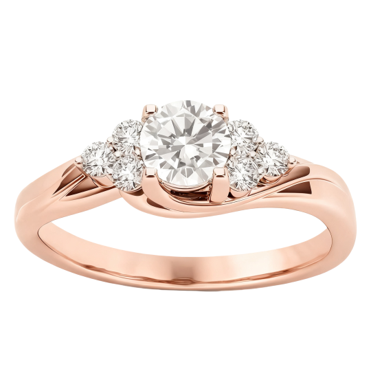 10K Rose Gold Round Cut Moissanite Engagement Ring