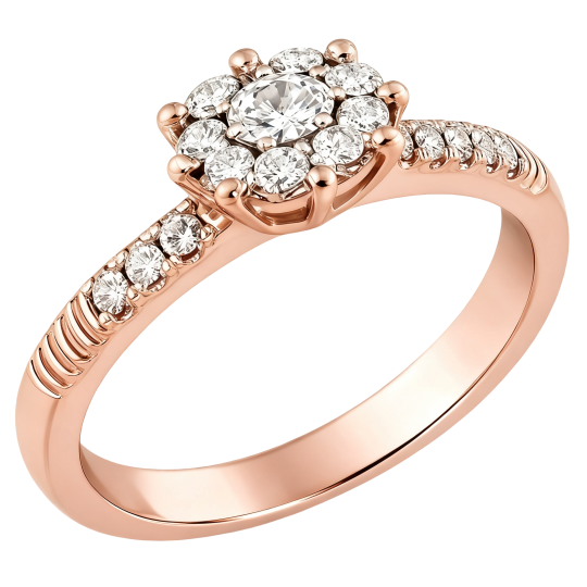 Verlobungsring aus 10-karätigem Roségold mit rundem Moissanit