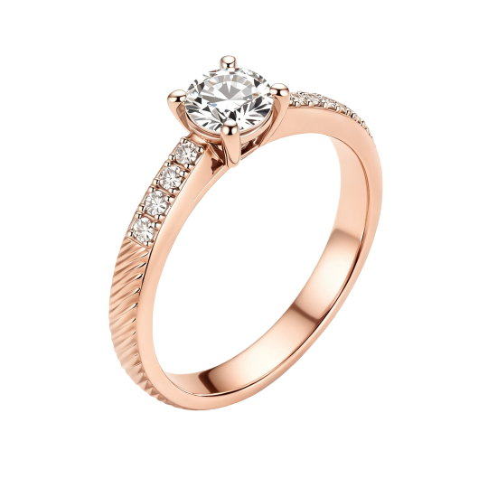 Verlobungsring aus 10-karätigem Roségold mit rundem Moissanit