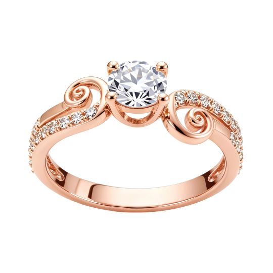 Verlobungsring aus 10-karätigem Roségold mit rundem Moissanit
