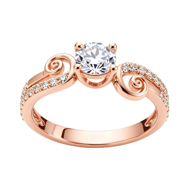 Anillo de compromiso vintage personalizado de oro rosa de 10 quilates con diamante cultivado en laboratorio de talla redonda.-19