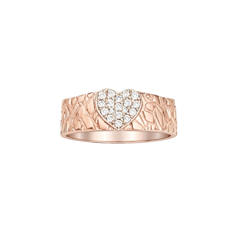Anillo de oro rosa de 18 quilates con moissanita redonda en forma de corazón para hombre.-1