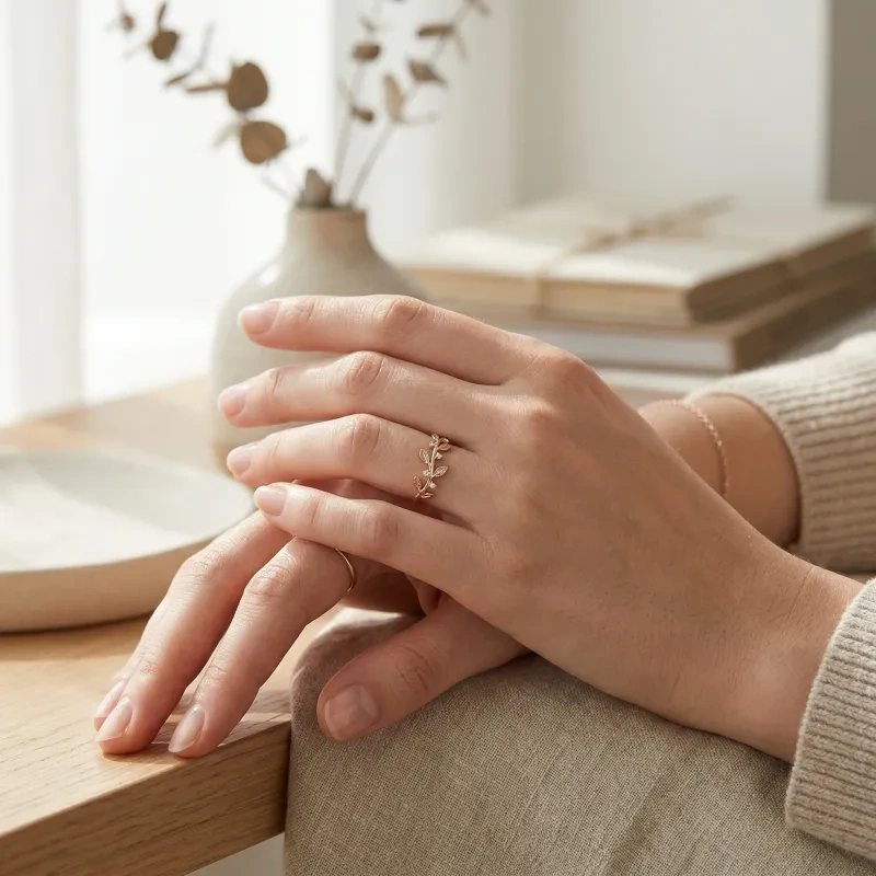10K Rose Gold Round Cut Moissanite Ivy Natural Inspired Wedding Ring-2