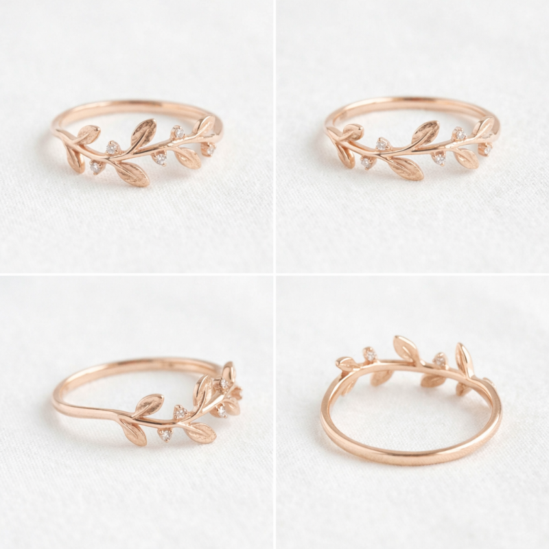 10K Rose Gold Round Cut Moissanite Ivy Natural Inspired Wedding Ring-3