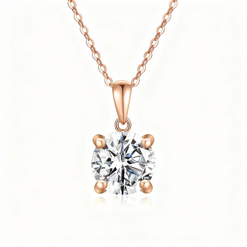 Collier avec pendentif en or rose 10 carats et moissanite taille ronde-1