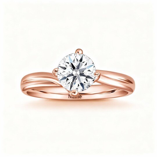 10K Rose Gold Round Cut Moissanite Solitaire Engagement Ring