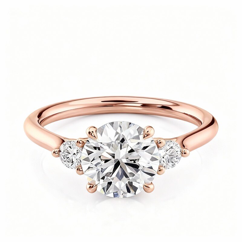Bague en or rose 18 carats avec moissanite taille ronde-1