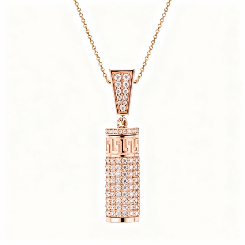 Collier urne funéraire en or rose 10 carats avec moissanite taille ronde-1