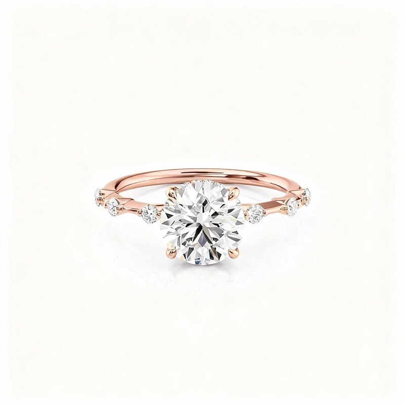 18K Rose Gold Round Cut Moissanite Wedding Ring-1