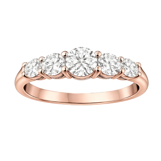 Anello nuziale in oro rosa 10 carati con moissanite taglio rotondo