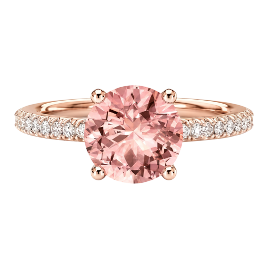 10K Rose Gold Round Cut Morganite Custom Engagement Ring D Color VVS1 Clarity 3EX