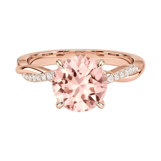 10K Rose Gold Round Cut Morganite Custom Engagement Ring D Color VVS1 Clarity 3EX