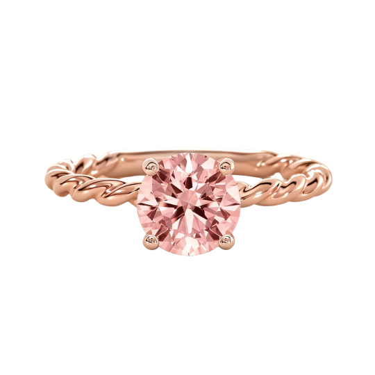 Anillo de compromiso de oro rosa de 10 quilates con morganita de talla redonda