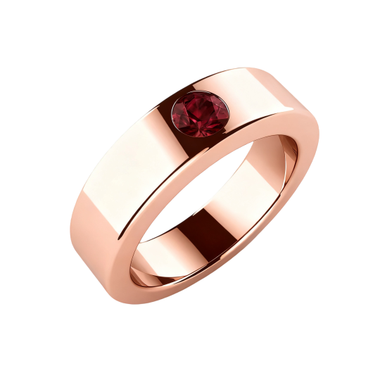 10K Rose Gold Round Cut Ruby Men's Band for Men