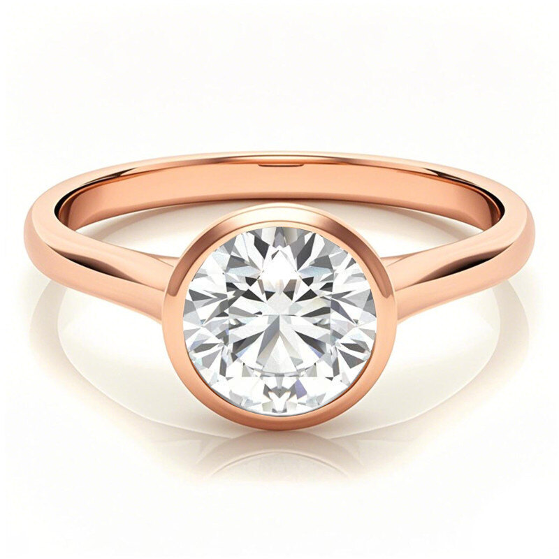 14K Rose Gold Round Cut Solitaire Moissanite Engagement Ring-1