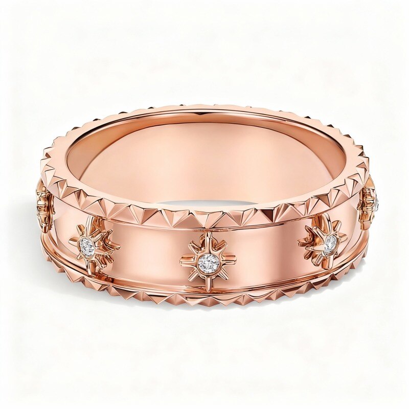 10K Rose Gold Round Cut Wedding Ring-1