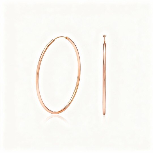 10K Rose Gold Round Hoop Earrings