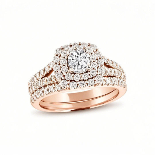10K Rose Gold Round Moissanite Engagement Ring
