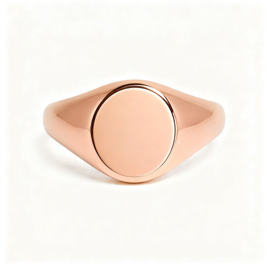 10K Rose Gold Round Signet Ring for Men