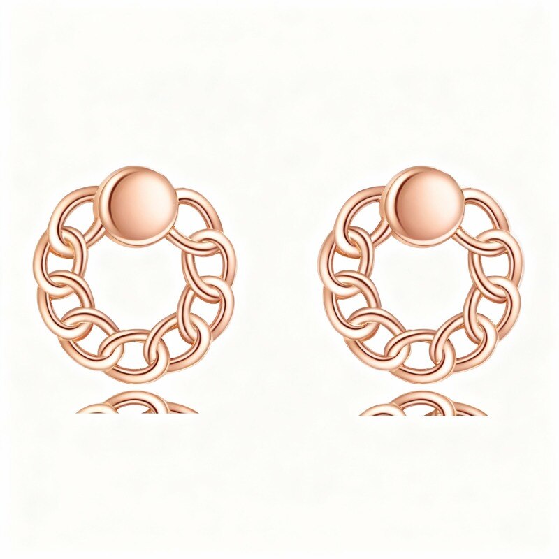 Pendientes redondos de oro rosa de 10 quilates-1