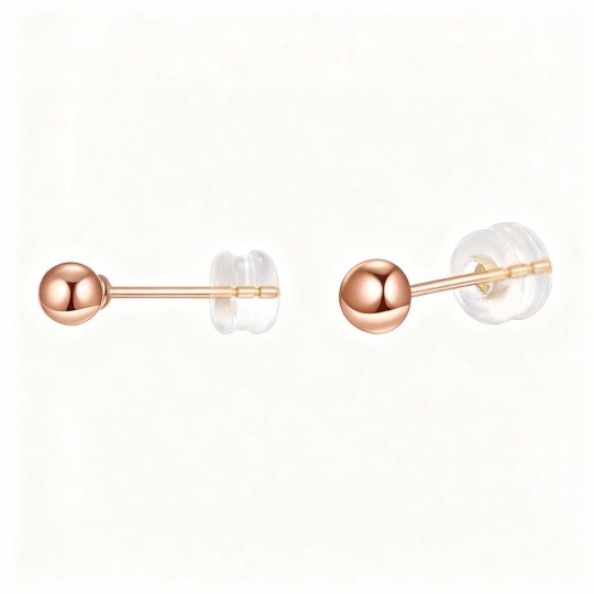 14K Rose Gold Round Stud Earrings