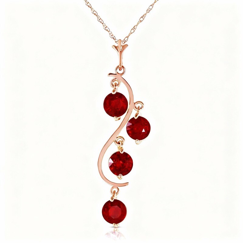 14K Rose Gold Ruby Round Pendant Necklace-1