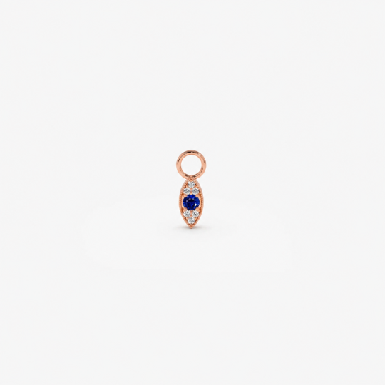 10K Rose Gold Sapphire Evil Eye Pendant Charms