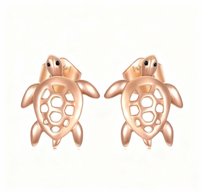 Ohrstecker aus 10-karätigem Roségold mit Meeresschildkrötenmotiv-1