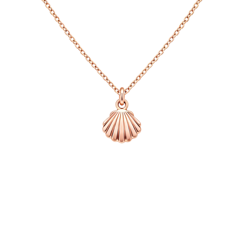 Collar con colgante de concha de oro rosa de 14 quilates-1