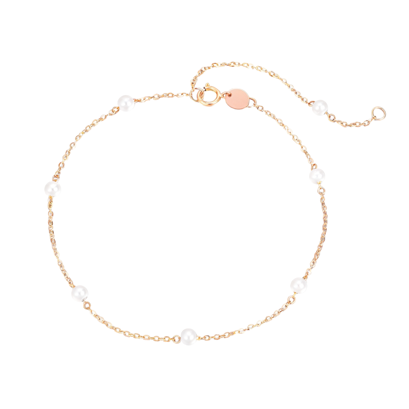 Tobillera de cadena simple de oro rosa de 18 quilates-1