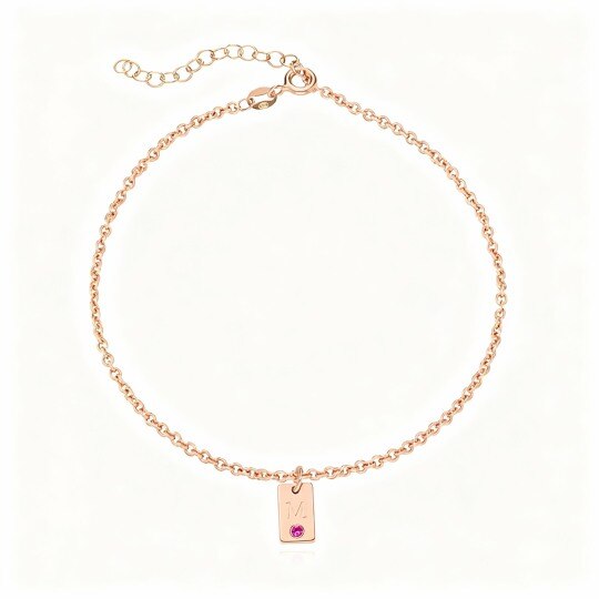 10K Rose Gold Single Layer Charm Anklet