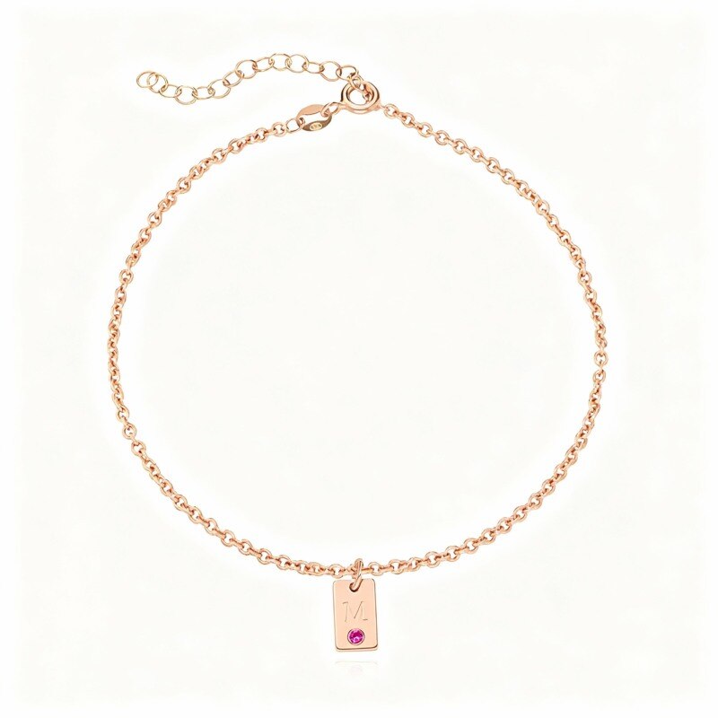 Tobillera de oro rosa de 10 quilates con dije de una sola capa-1