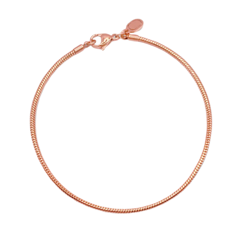Sterling Silver with Rose Gold Plated Snake Chain Bracelet 2mm-1