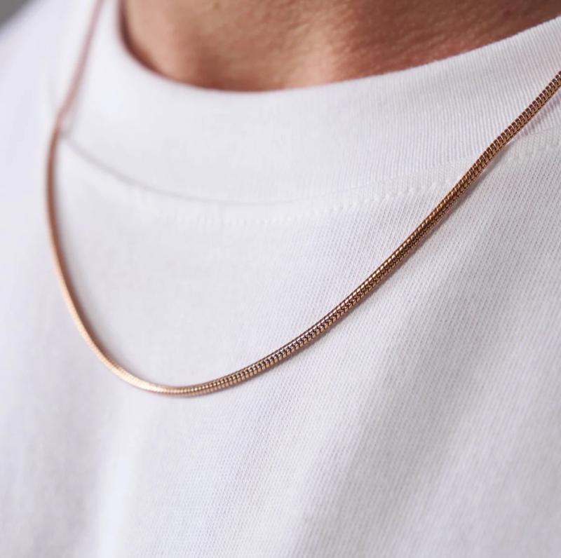 Collar de cadena de serpiente de oro rosa de 18 quilates, 2 mm-3