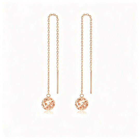 Pendientes colgantes esféricos de oro rosa de 10 quilates
