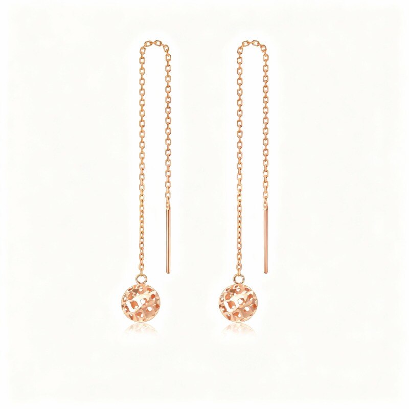 Pendientes colgantes esféricos de oro rosa de 18 quilates-1