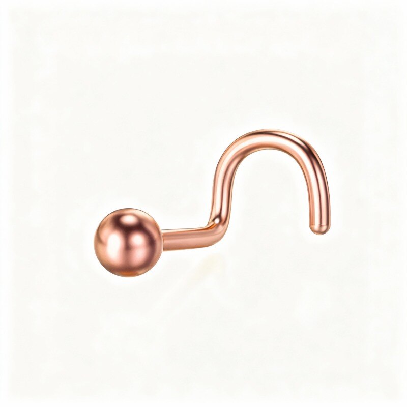18K Rose Gold Spherical Nose Ring-1