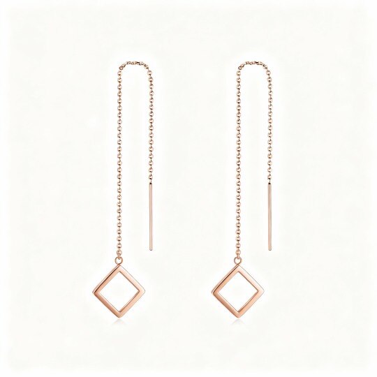 Boucles d'oreilles pendantes carrées en or rose 10 carats