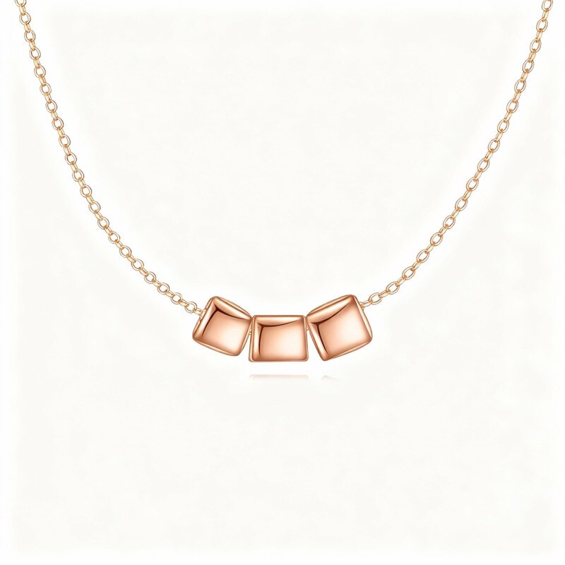 Halskette mit quadratischem Anhänger aus 14-karätigem Roségold-1