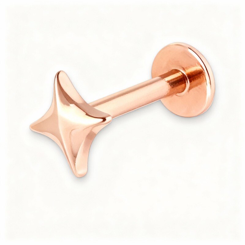 Piercing hélix étoile en or rose 10 carats-1